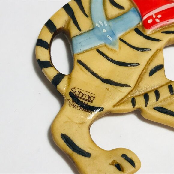 1986 Schmid Shackman Tiger Ornament Carousel Animal Vintage Original Sticker - Picture 2 of 3